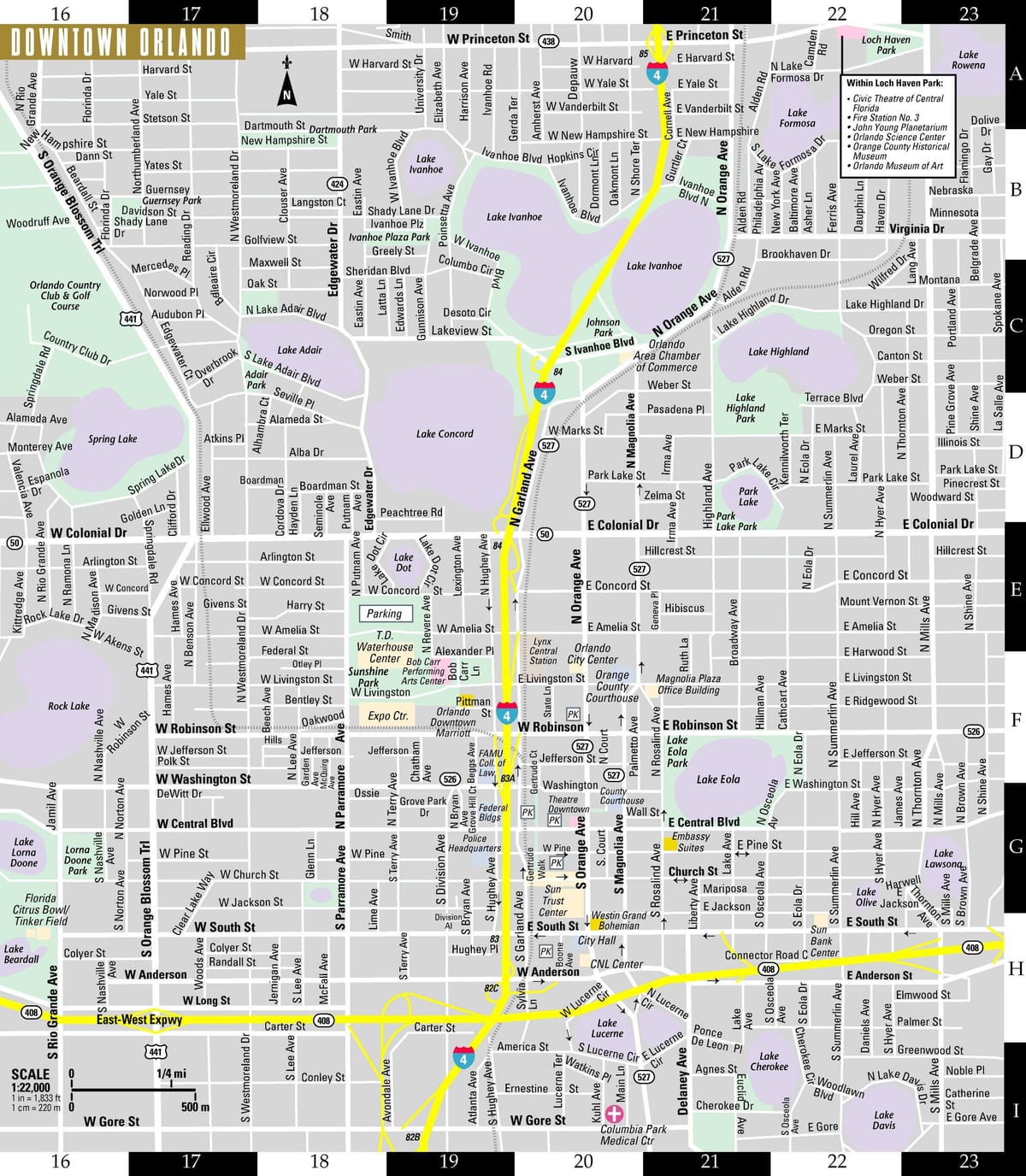 đường phố, bản đồ của Orlando