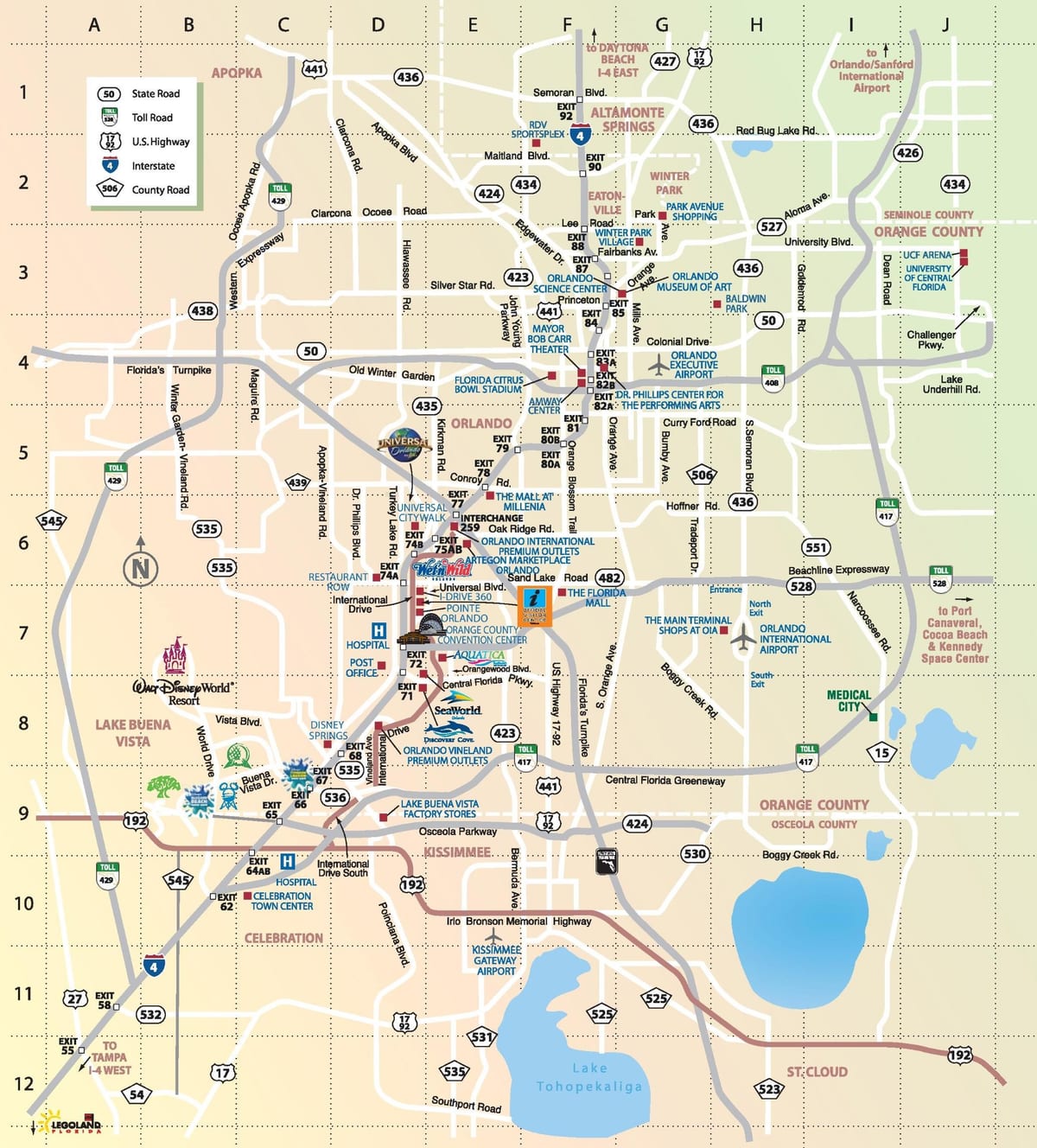 bản đồ của Orlando công viên chủ đề