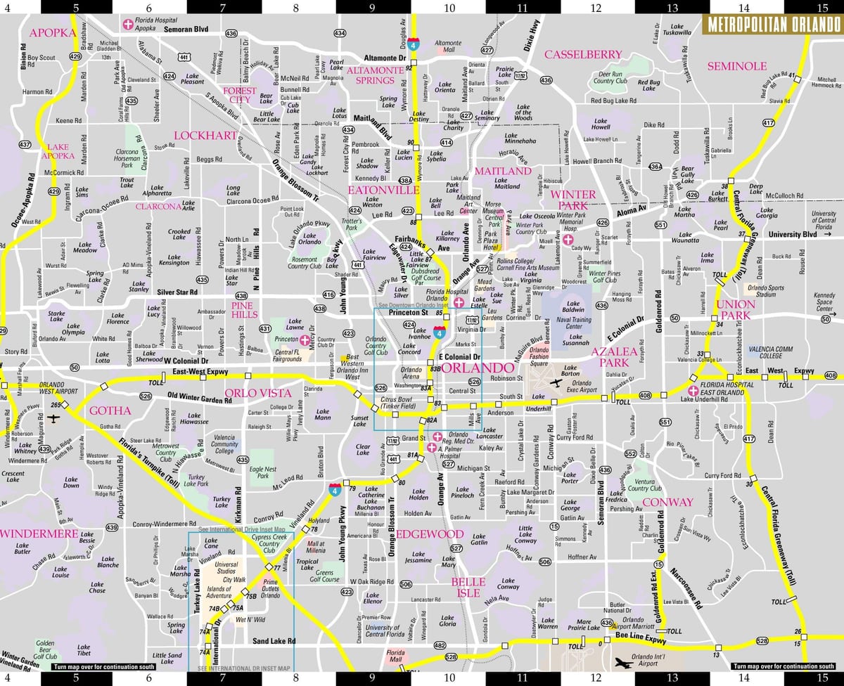 bản đồ của Orlando khu phố